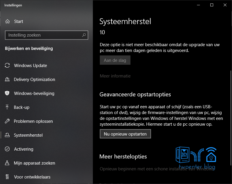 Geavanceerde opstartopties windows